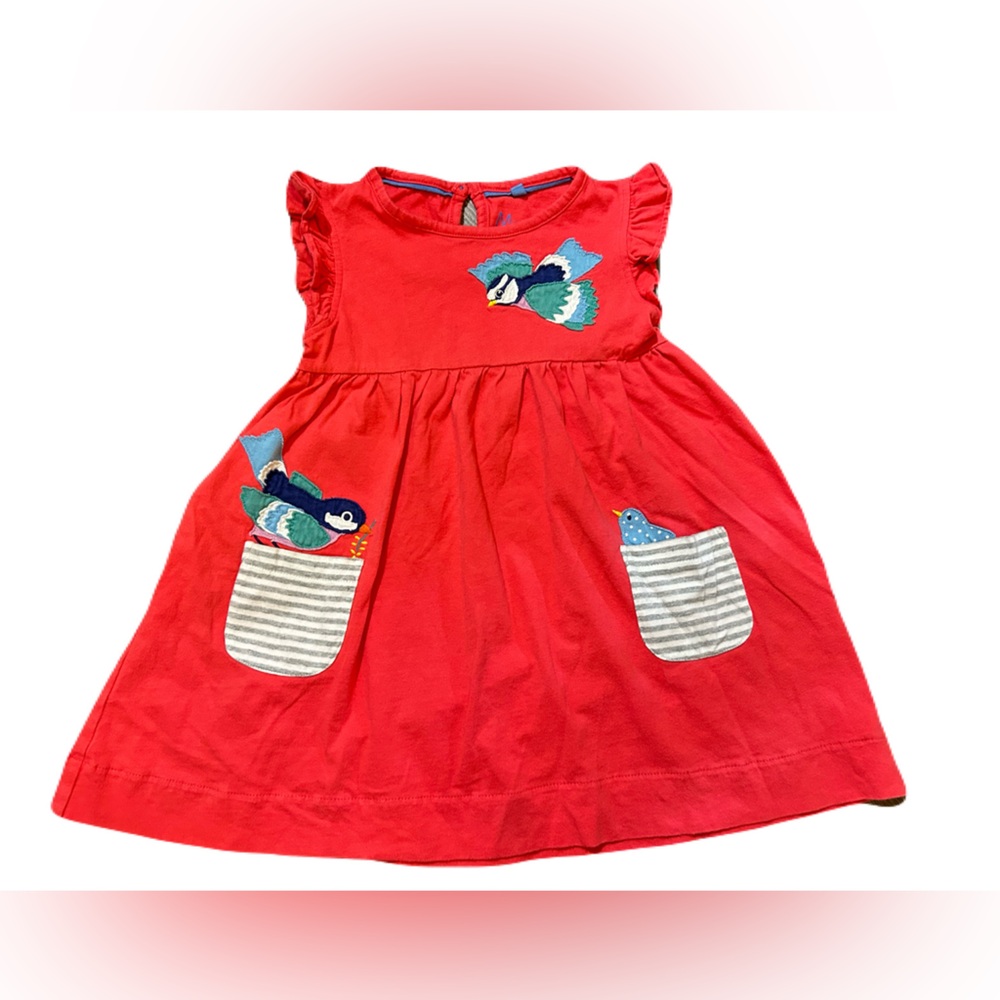 MINI Boden Red Bird Appliqué Dress sz 4 5